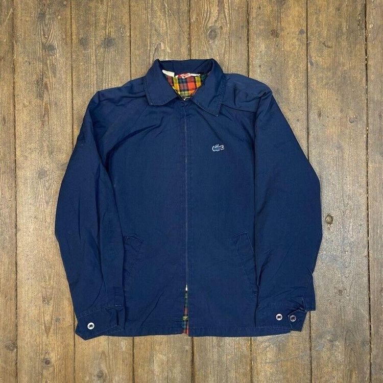 Lacoste Harrington Jacket Vintage 90s Golf Tartan Coat, Navy Blue, Mens Small image 1