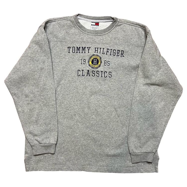 80s Vintage Tommy Hilfiger Sweater Grey XL