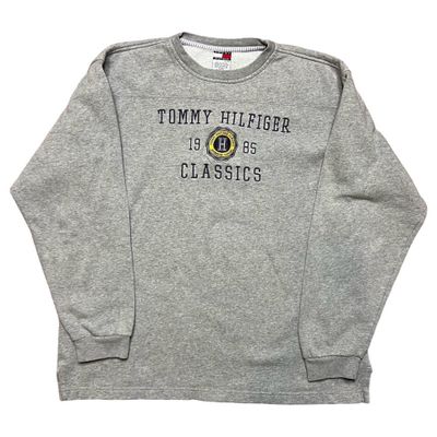 80s Vintage Tommy Hilfiger Sweater Grey XL 1