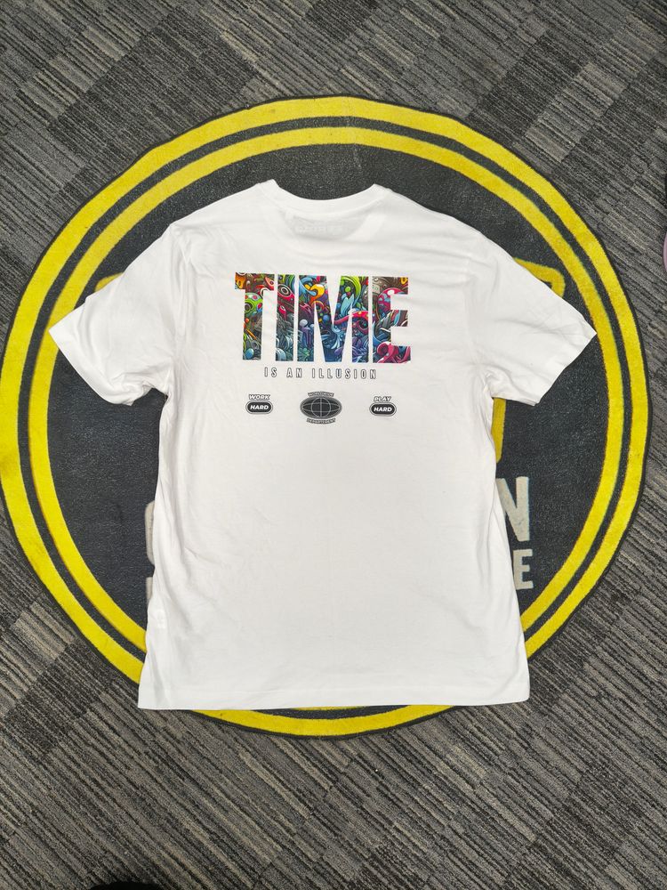 Zero13 TIME is an illusion White T-Shirts, New, All sizes