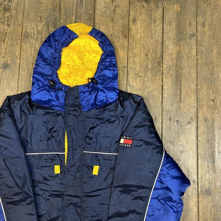 Tommy Hilfiger Puffer Coat Down Fill Vintage Sports Parka Jacket, Navy, Mens XL