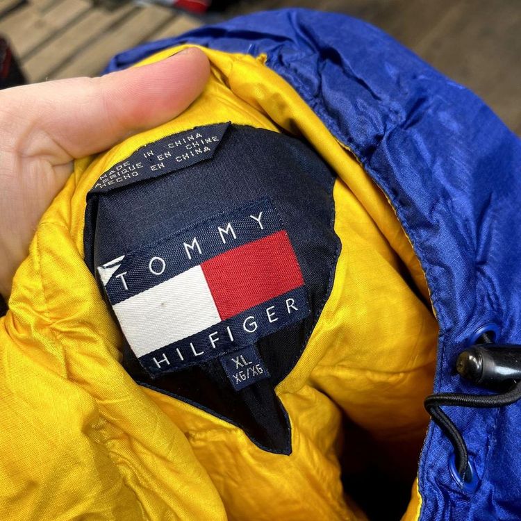 Tommy Hilfiger Puffer Coat Down Fill Vintage Sports Parka Jacket, Navy, Mens XL 7