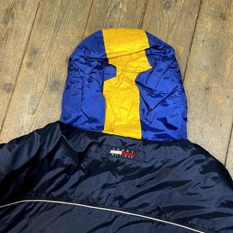Tommy Hilfiger Puffer Coat Down Fill Vintage Sports Parka Jacket, Navy, Mens XL 6