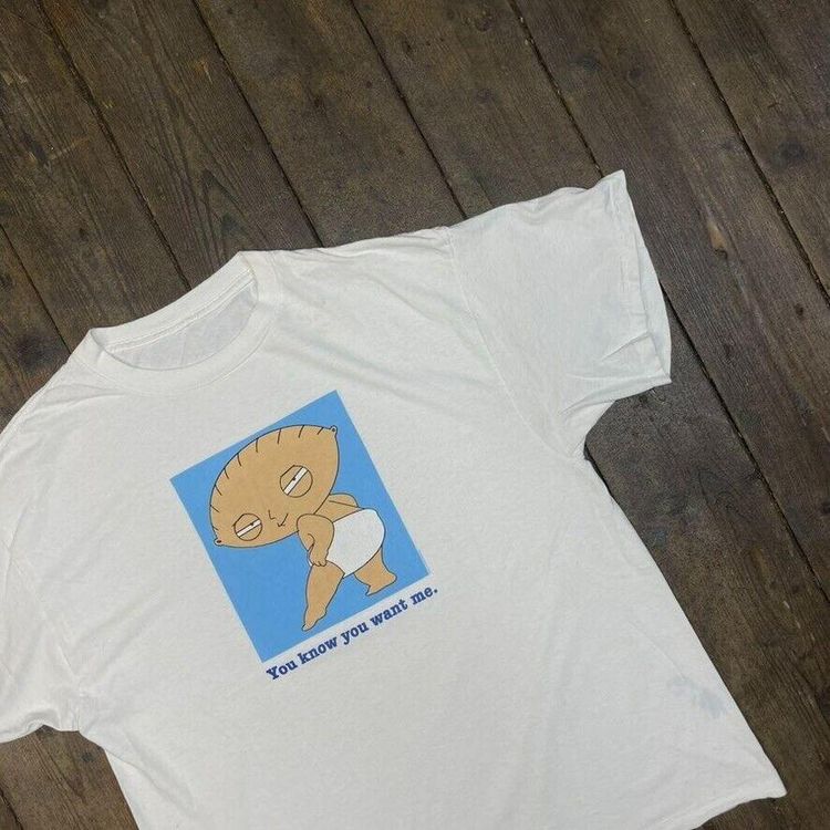 Family Guy T-Shirt Stewie Y2K Graphic USA Short Sleeve Tee, White, Mens 2XL 3