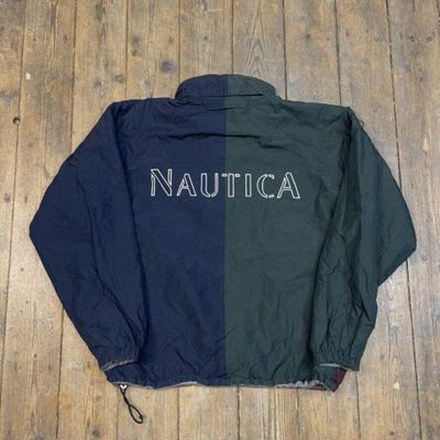 Nautica Rain Coat Fleece Lined Reversible Anorak Jacket, Burgundy, Mens XL 1