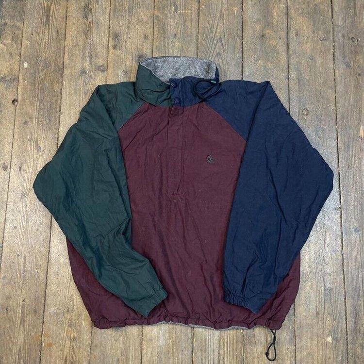 Nautica Rain Coat Fleece Lined Reversible Anorak Jacket, Burgundy, Mens XL 2