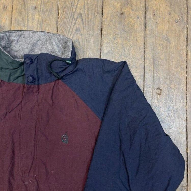 Nautica Rain Coat Fleece Lined Reversible Anorak Jacket, Burgundy, Mens XL 3