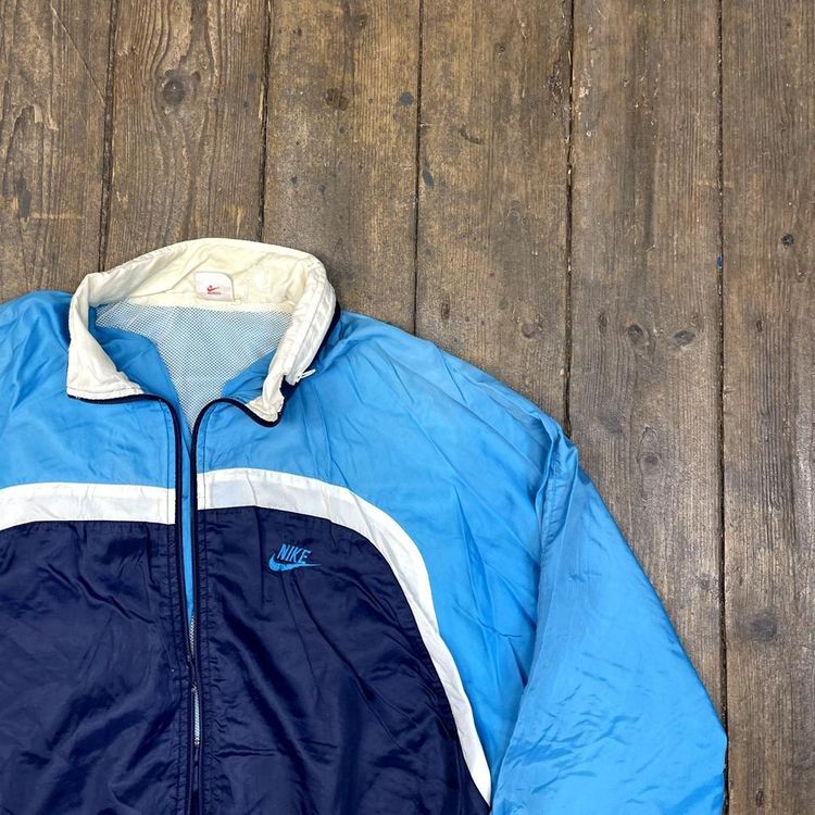 Nike Track Jacket 90's Swoosh USA Vintage Sports Full-Zip, Blue White Mens XL 2
