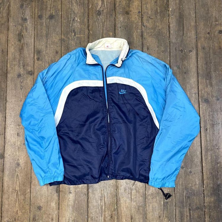 Nike Track Jacket 90's Swoosh USA Vintage Sports Full-Zip, Blue White Mens XL