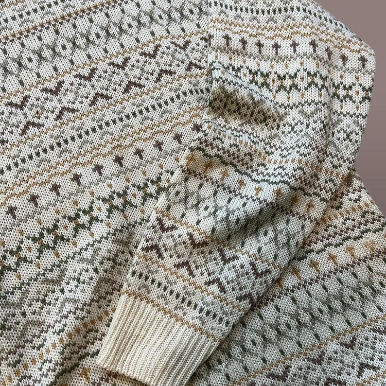 Vintage New Look patterned knitted jumper sweater | cream and pastels image 4