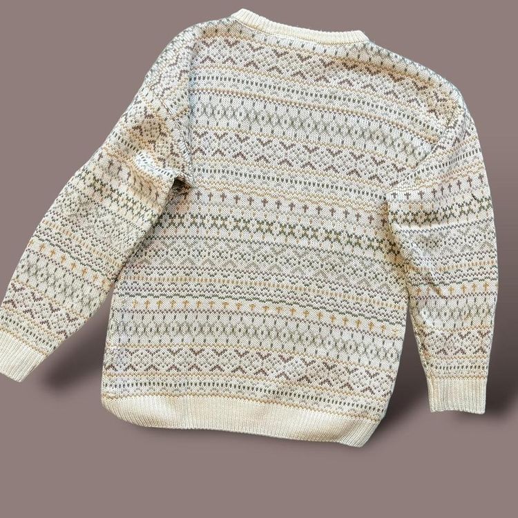 Vintage New Look patterned knitted jumper sweater | cream and pastels image 5