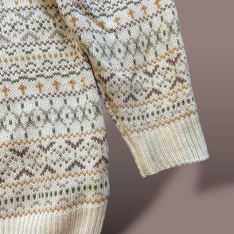Vintage New Look patterned knitted jumper sweater | cream and pastels image 6