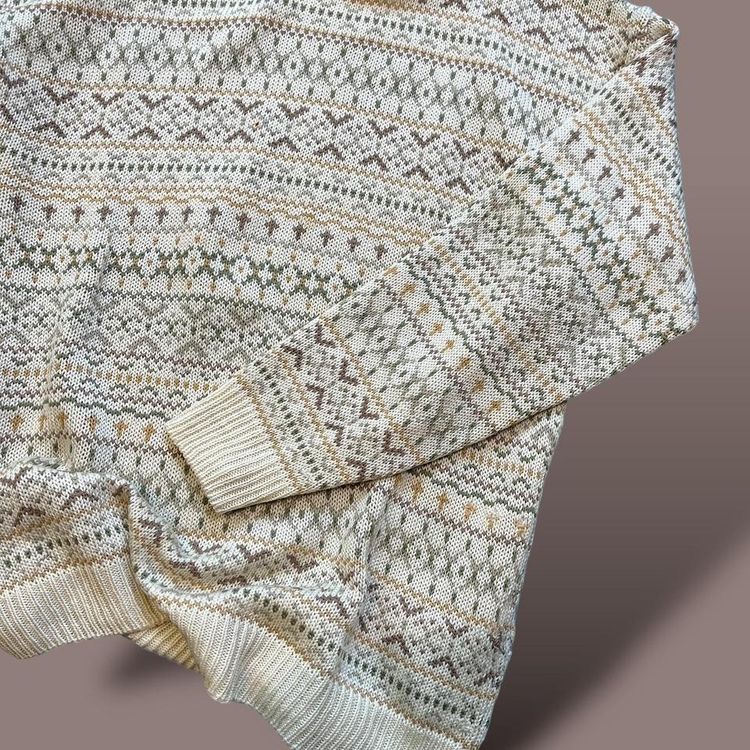 Vintage New Look patterned knitted jumper sweater | cream and pastels image 7