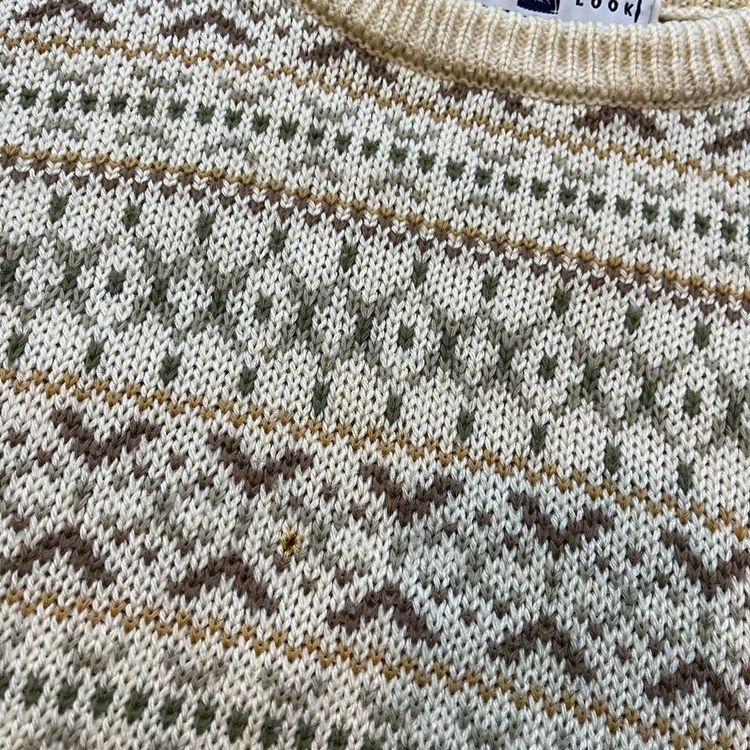 Vintage New Look patterned knitted jumper sweater | cream and pastels image 8