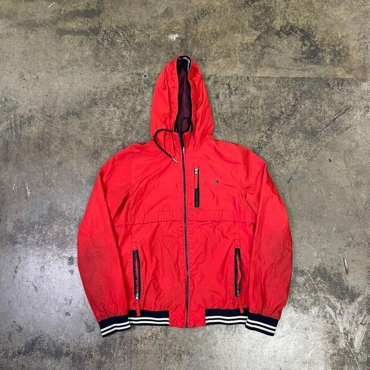 Tommy Hilfiger Rain Coat Y2K Full Zip Jacket, Red, Mens Small image 2