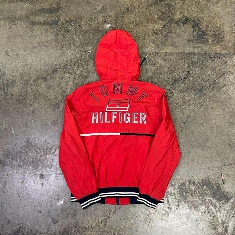 Tommy Hilfiger Rain Coat Y2K Full Zip Jacket, Red, Mens Small image 1