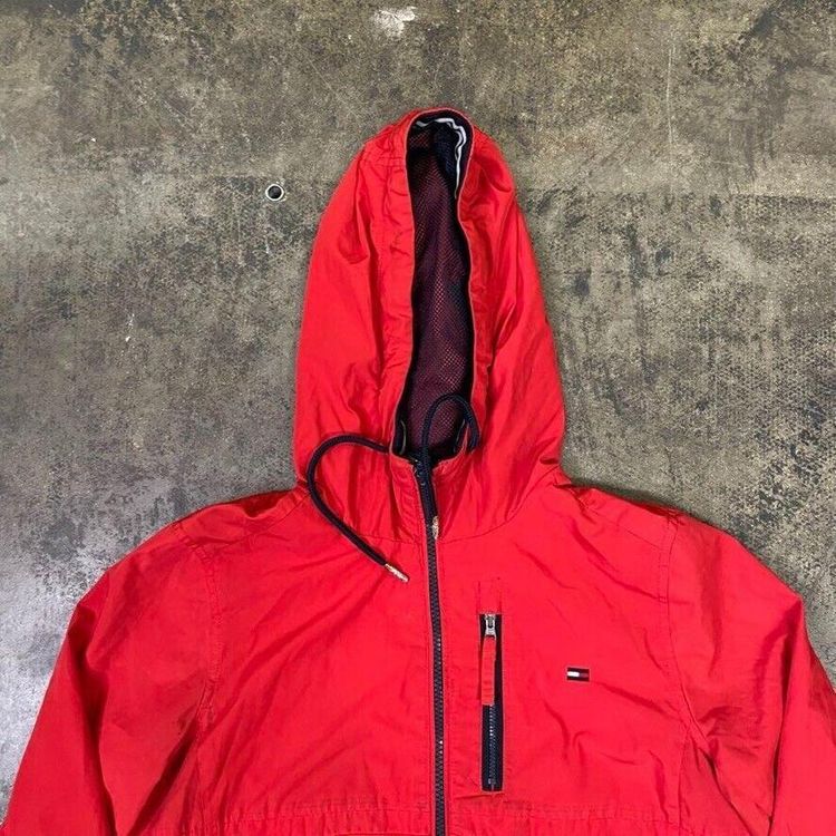 Tommy Hilfiger Rain Coat Y2K Full Zip Jacket, Red, Mens Small image 3