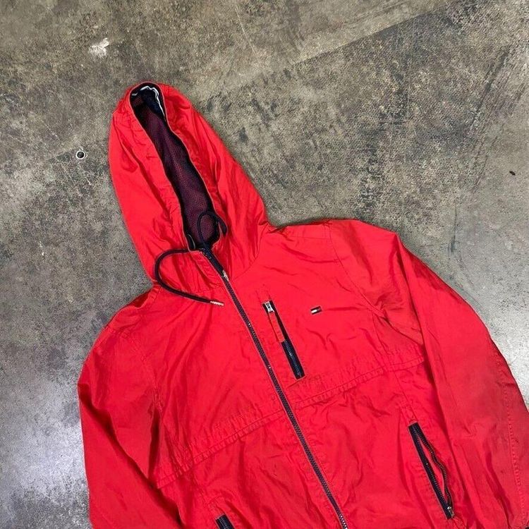 Tommy Hilfiger Rain Coat Y2K Full Zip Jacket, Red, Mens Small image 4