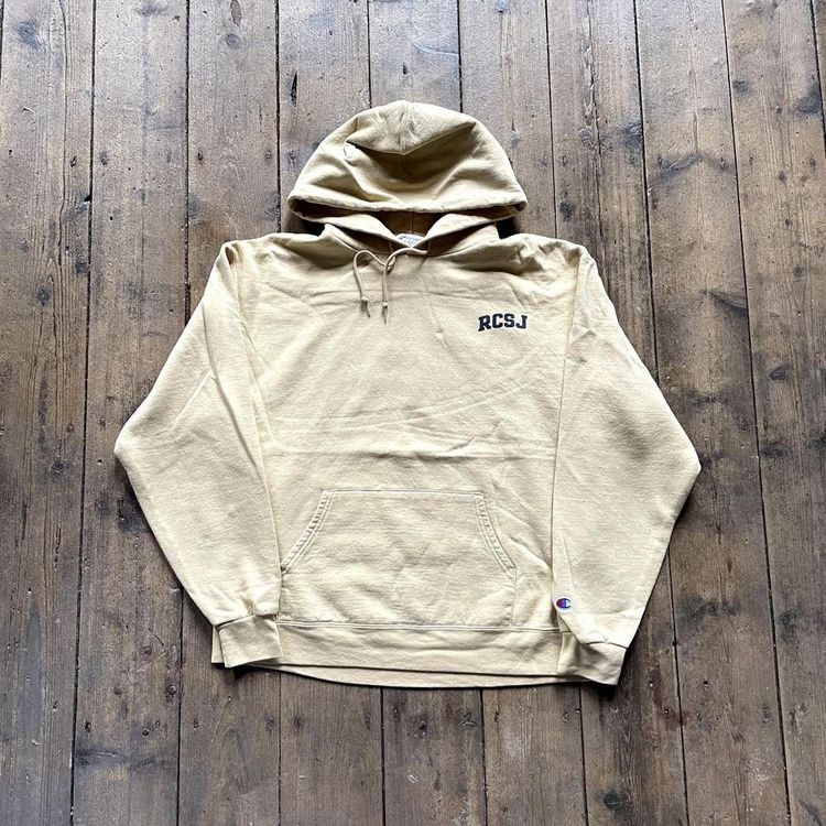 Champion Hoodie College USA Y2K Sports Sweatshirt, Yellow, Mens Large 1