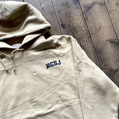 Champion Hoodie College USA Y2K Sports Sweatshirt, Yellow, Mens Large 3