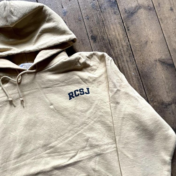 Champion Hoodie College USA Y2K Sports Sweatshirt, Yellow, Mens Large 4