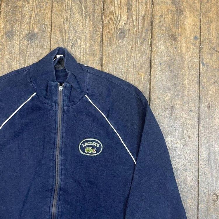 Lacoste Sweatshirt Y2K Vintage Full Zip Sports Jumper, Navy, Womens 3XL image 2