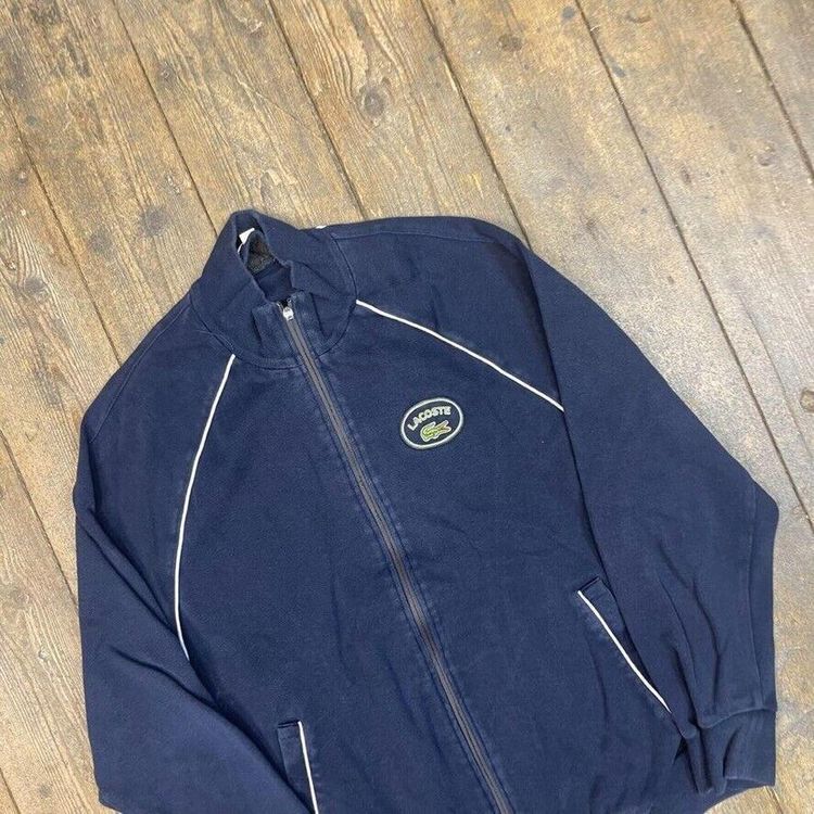 Lacoste Sweatshirt Y2K Vintage Full Zip Sports Jumper, Navy, Womens 3XL image 3