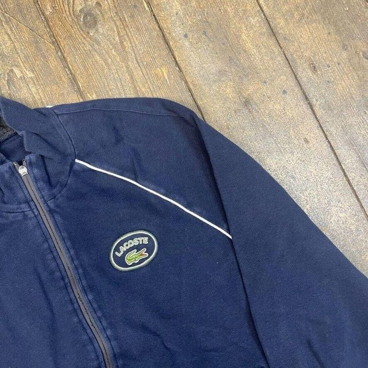 Lacoste Sweatshirt Y2K Vintage Full Zip Sports Jumper, Navy, Womens 3XL image 4