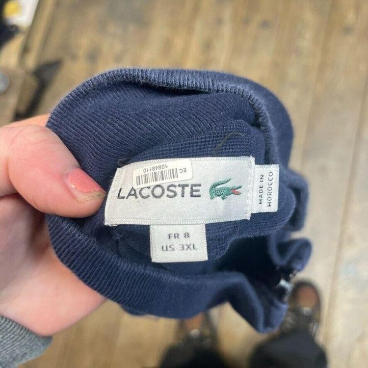 Lacoste Sweatshirt Y2K Vintage Full Zip Sports Jumper, Navy, Womens 3XL image 8