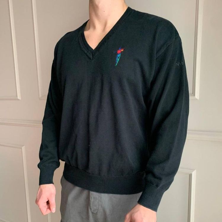 90s Vintage Unisex V-Neck Embroidered Cotton Traders Sweater imagen 2