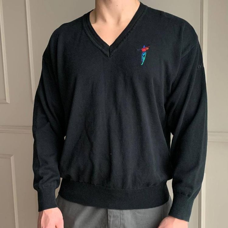90s Vintage Unisex V-Neck Embroidered Cotton Traders Sweater imagen 3
