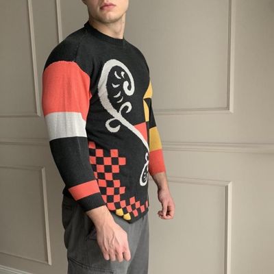 Vintage 90s Funky Black Pattern Unisex Sweater