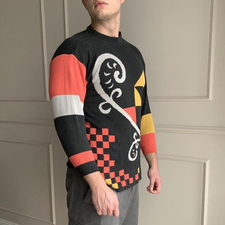 Vintage 90s Funky Black Pattern Unisex Sweater image 4