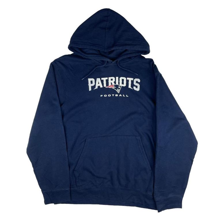 Vintage NFL New England Patriots Printed Hoodie Navy Blue Medium