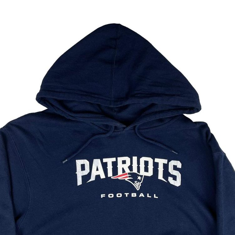 Vintage NFL New England Patriots Printed Hoodie Navy Blue Medium 2