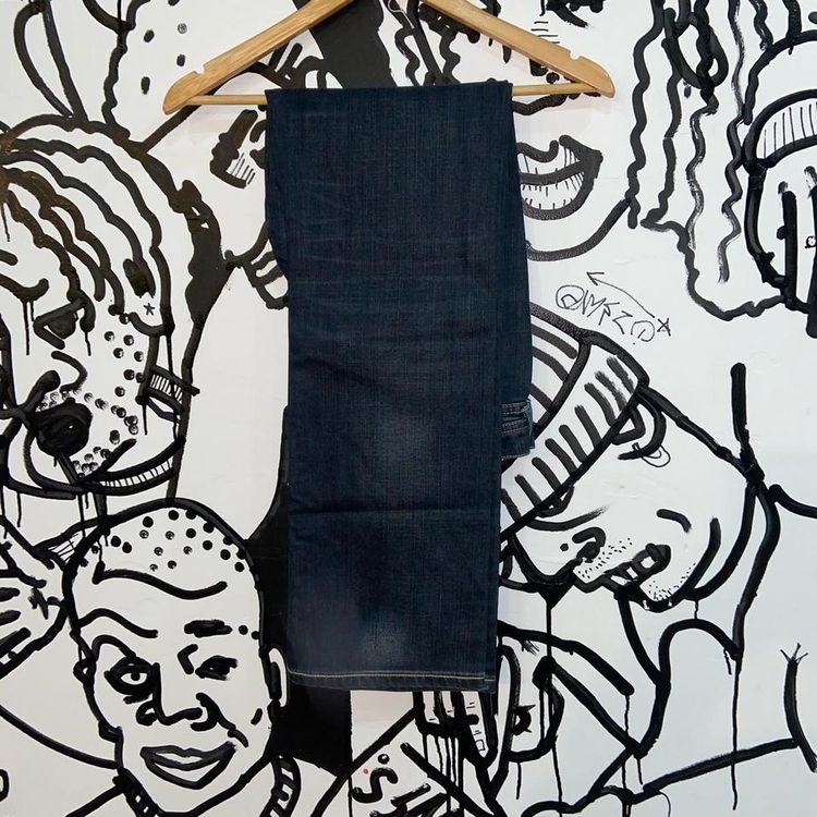 Navy blue deadstock 2002 Evisu x puma jeans 27 32. Message for more details. 2