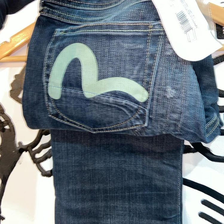 Navy blue deadstock 2002 Evisu x puma jeans 27 32. Message for more details. 4