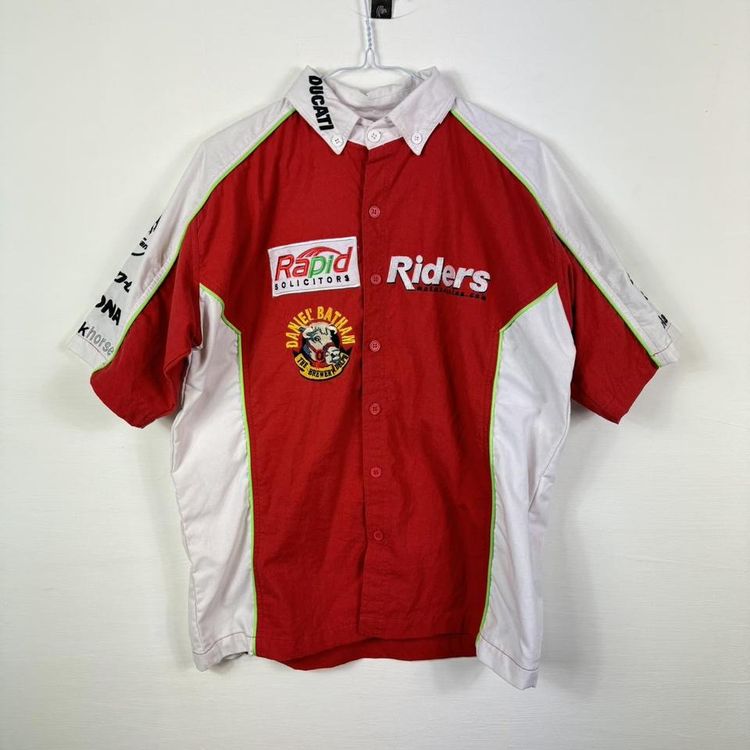 Motorcycle embroidered shirt red image 1