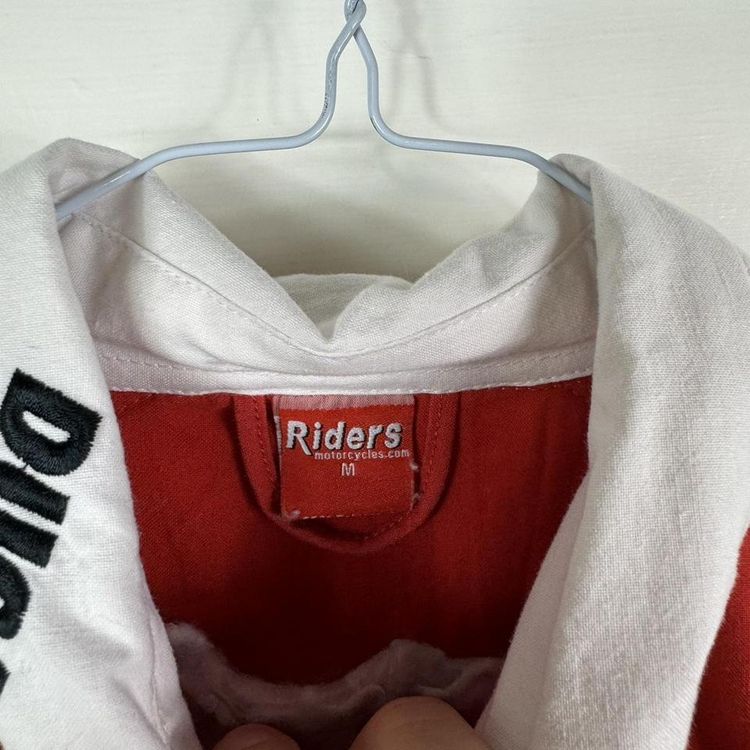Motorcycle embroidered shirt red image 3