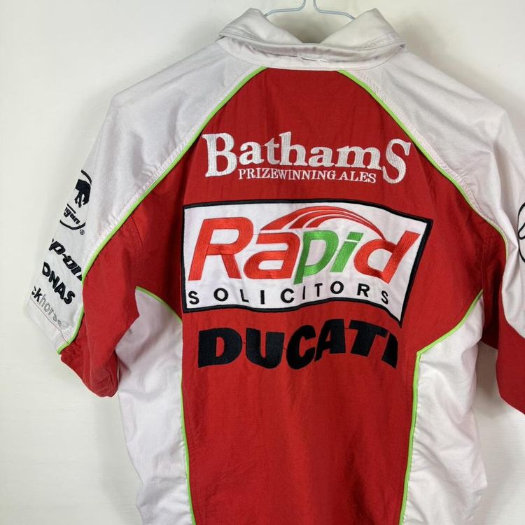 Motorcycle embroidered shirt red image 4