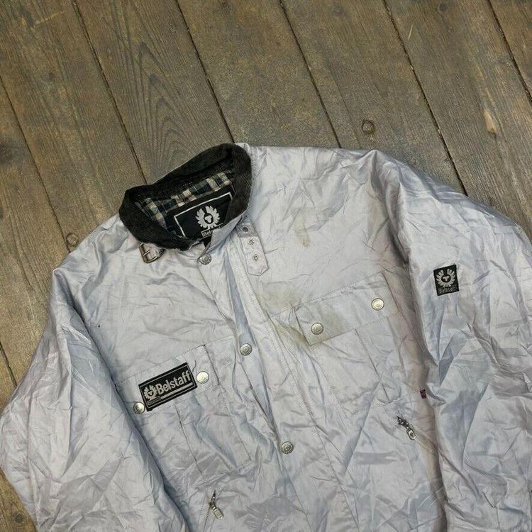 Belstaff Bomber Jacket Blanket Lined 90s Vintage Sports Coat, Grey, Mens Large image 3