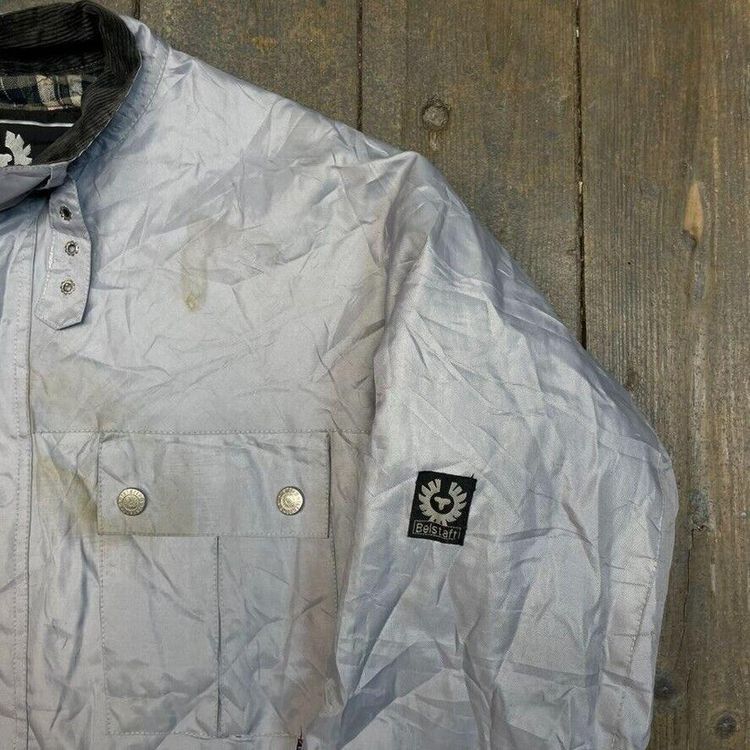 Belstaff Bomber Jacket Blanket Lined 90s Vintage Sports Coat, Grey, Mens Large image 4