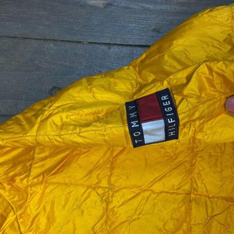 Tommy Hilfiger Puffer Coat Down Fill Vintage Sports Jacket, Yellow, Mens XL 6
