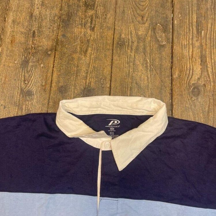 Vintage Rugby Polo Shirt North Carolina USA Y2K Striped Top, Navy Blue, Mens 2XL 7