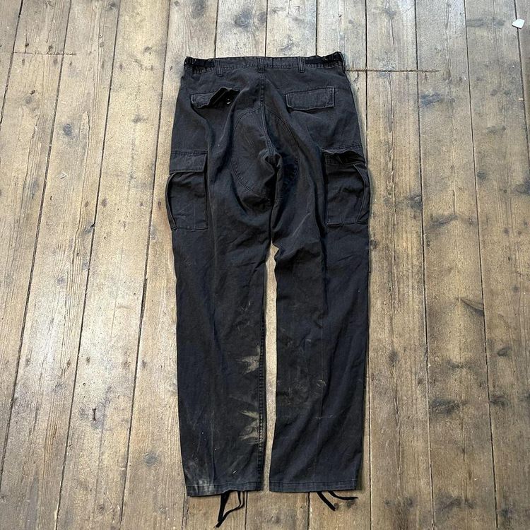 Vintage Cargo Trousers Tech Army Military Trousers, Black, Mens 34 image 2