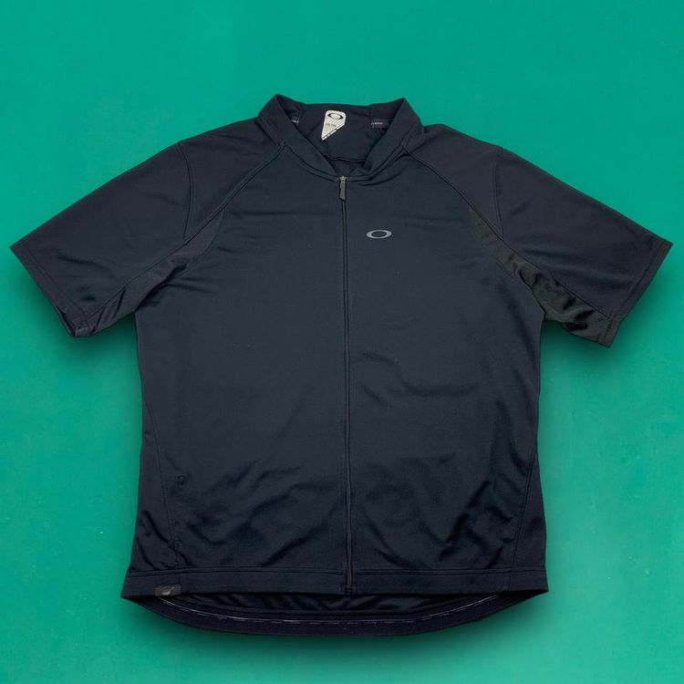 Oakley Lightweight Cycling Running Technical Full Zip Jersey Tee Zip Pockets Black XXL 1