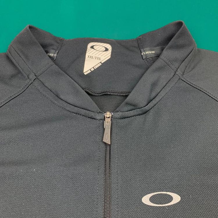 Oakley Lightweight Cycling Running Technical Full Zip Jersey Tee Zip Pockets Black XXL 2