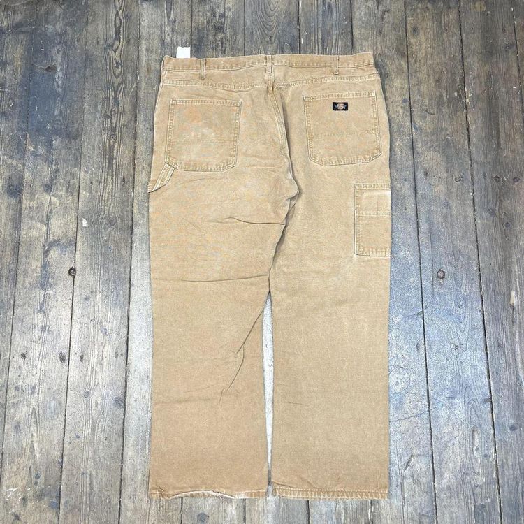 Dickies Trousers Blanket Lined Carpenter Denim Workwear Pants, Tan, Mens 42" image 2