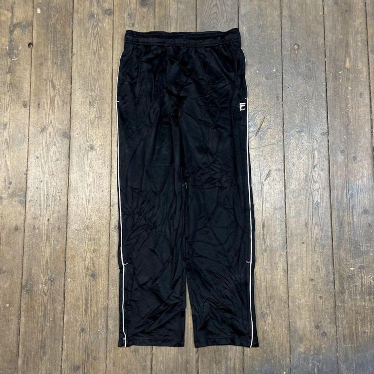 Fila Tracksuit Bottoms Y2K Vintage Sports Joggers, Black, Mens Medium