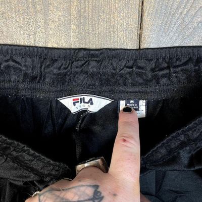 Fila Tracksuit Bottoms Y2K Vintage Sports Joggers, Black, Mens Medium 5